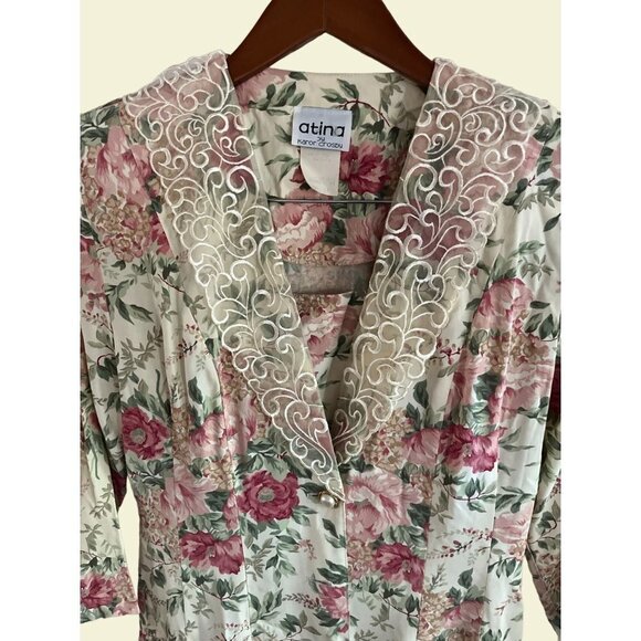 Vintage Atina by Karon Crosby Floral Dress Womens 12 Maxi Fit Flare Cottage Core - Picture 1 of 12